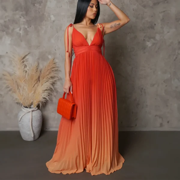 Summer Gradient Long Skirt Dresses: Sexy Strappy Suspender Backless Styles
