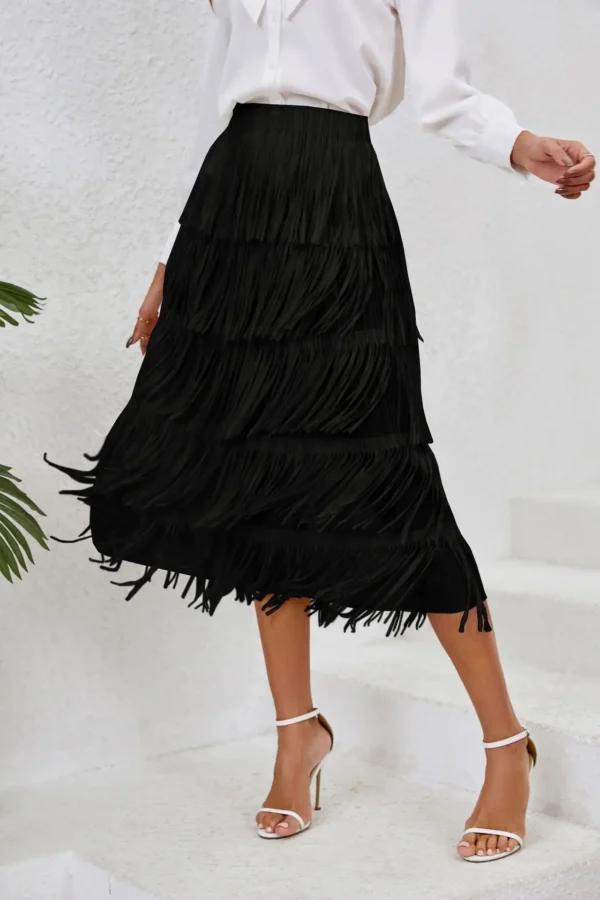 2024 Spring/Summer Women'S Fringe Half Skirt: Chic Mid-Length Elastic Waist Style - Image 5