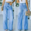 Kf Sa4651421Bb014B2B824457C98E7Eba26Q New Petal Pocket Temperament Casual Loose Washed Denim Pants For Women