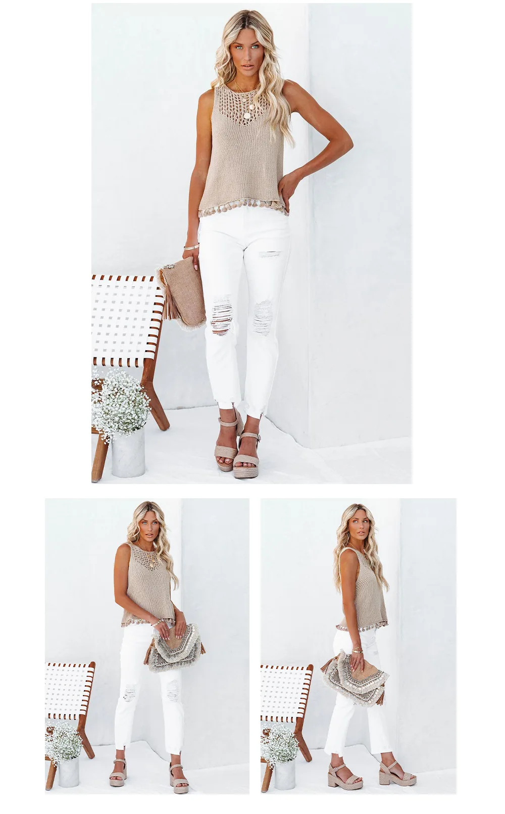 2024 Summer Fashion: Handmade Tassel Women'S Tank Top With Hollow Out Knitwear And Round Neck ! 21 Kf Sb2767Fd922174A26Aecab2De801Ac4D0R