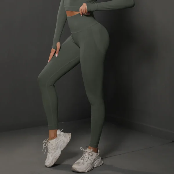 Smiling Face Yoga Dress: High Waist, Tight Fit, Peach Hip Training Pants For Women - Image 3