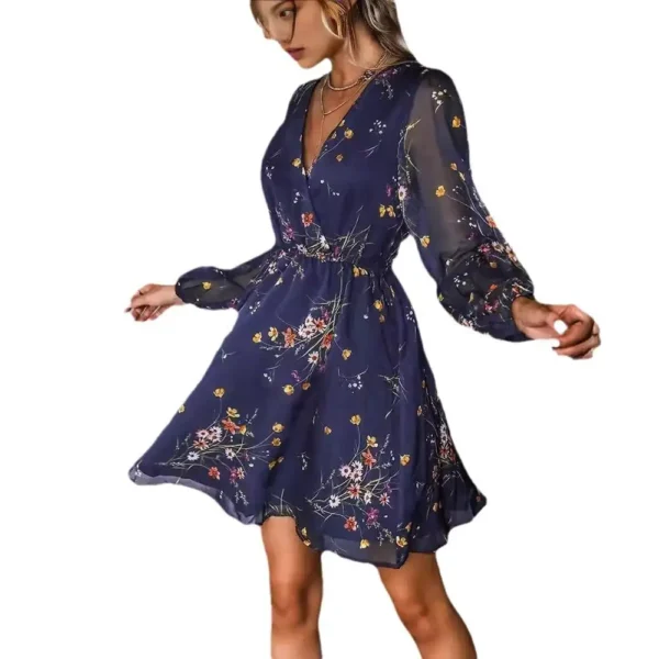 Floral Explosion: The Ultimate V-Neck Chiffon Dress For A Stylish Spring And Summer Look - Image 5