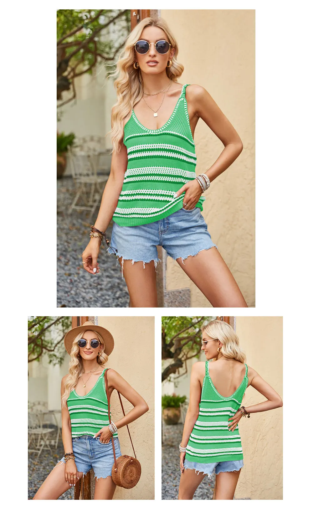 Stay Cool And Stylish With Our 2024 Summer Women'S V-Neck Stripe Knitted Tank Top - Made With Ice Silk For A Loose And Comfortable Fit! 23 Kf Sb905Fa6E9C3C4Fa68068552E174E9E1Eq