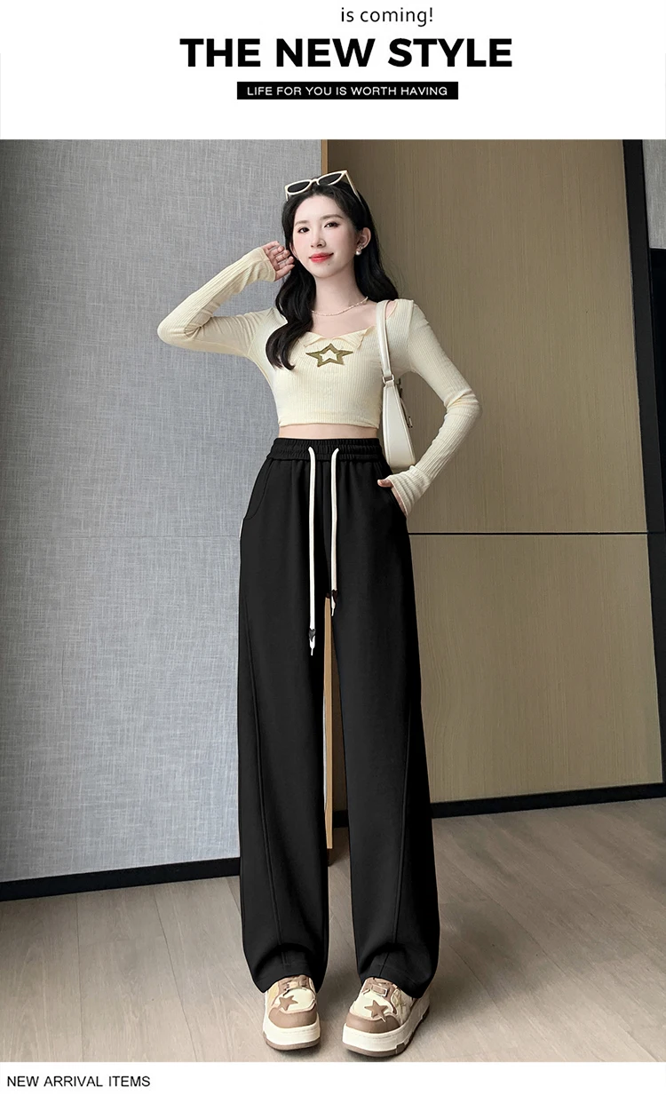 Upgrade Your Wardrobe With The Trendy Spring Summer Drawstring Wide Leg Pants - Available In High Waist And Large Sizes For Ultimate Comfort And Style! 57 Kf Sb9Fe53A3Adae42E48428E2663Ec84770Z 3