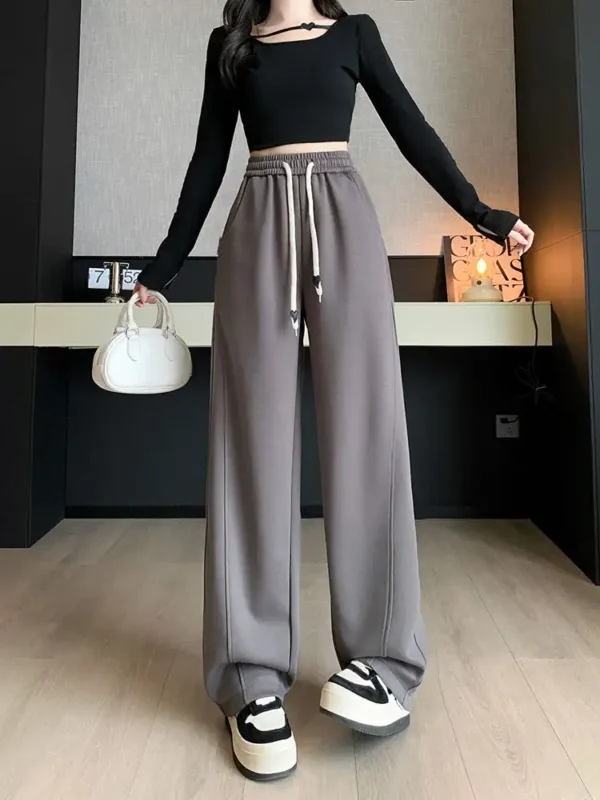 Upgrade Your Wardrobe With The Trendy Spring Summer Drawstring Wide Leg Pants - Available In High Waist And Large Sizes For Ultimate Comfort And Style! - Image 4