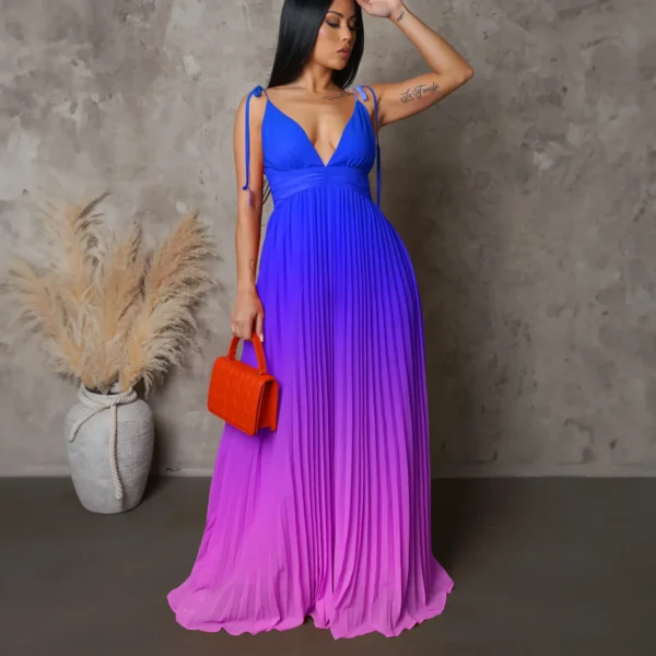 Summer Gradient Long Skirt Dresses: Sexy Strappy Suspender Backless Styles - Image 3