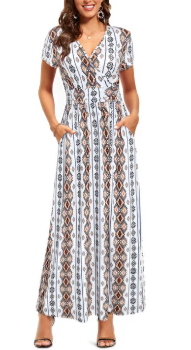 Flaunt Your Style With Our Women'S Summer Floral V-Neck Cropped Party Dress - Perfect For Any Occasion! 20 Undefined