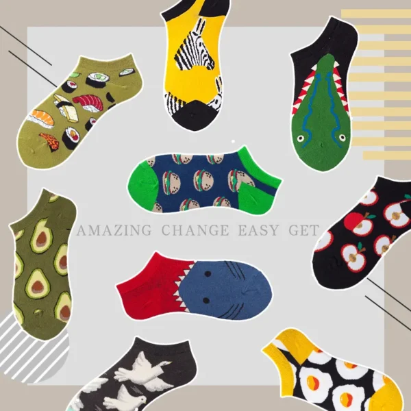 Spring Into Style With Oil Painting Avocado Ankle Socks For Women - Image 3