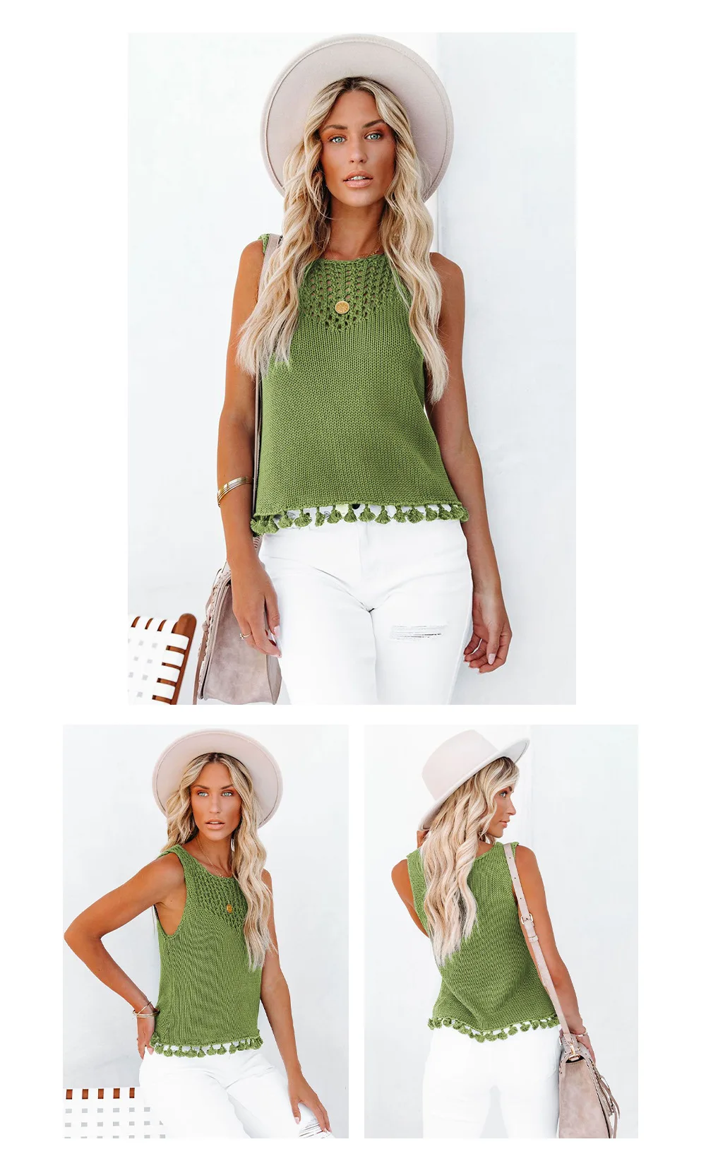 2024 Summer Fashion: Handmade Tassel Women'S Tank Top With Hollow Out Knitwear And Round Neck ! 16 Kf Sc6A08Fd9545947B49Db2F6Caa4Bb9F38F