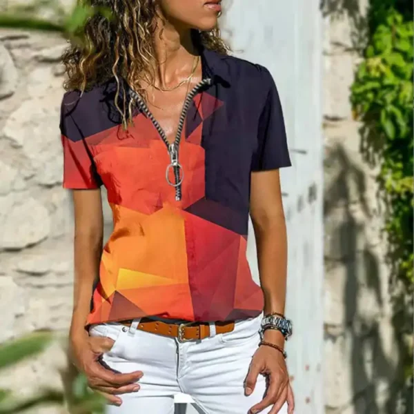 Bohemian Western Ethnic Style T-Shirt For Women With Zippered- Hot Seller! - Image 16