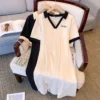 Kf Sdc2905D15Cee49E6A802Af6A06E2A525T Women S Large Size Slimming Casual Skirt Summer New Short Sleeved Dress