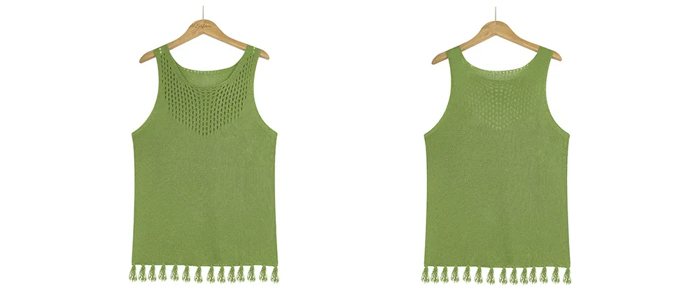 2024 Summer Fashion: Handmade Tassel Women'S Tank Top With Hollow Out Knitwear And Round Neck ! 15 Kf Sdd85Edc4Ac024F7Ab532272221C70E13U