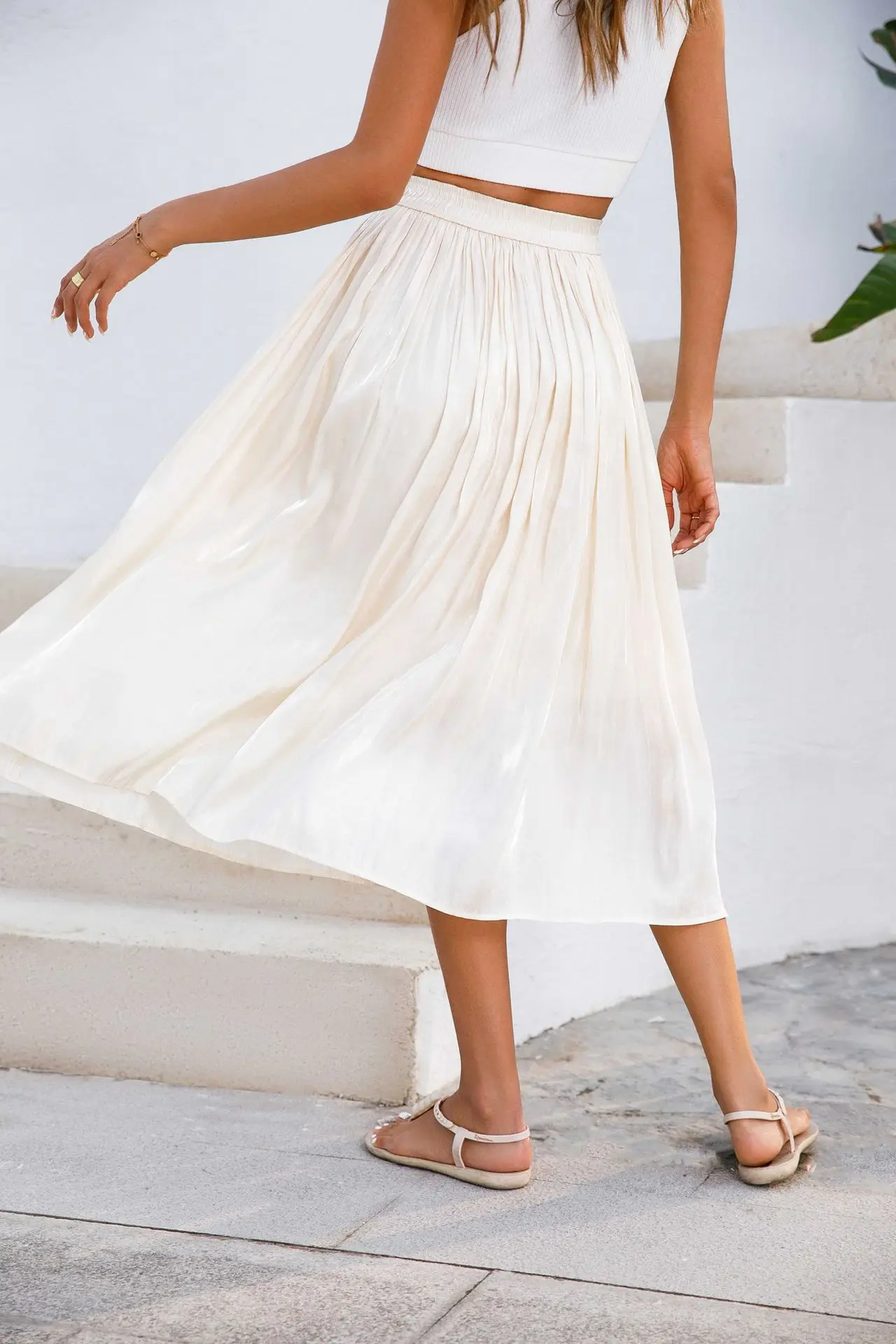 Upgrade Your Wardrobe With Our Spring And Autumn Half Length Pleated Skirt - Featuring Pearlescent Fabric And Elegant Pleats! 16 Kf Se88Cfcd3C16040E09724Ad527B742Ee4L