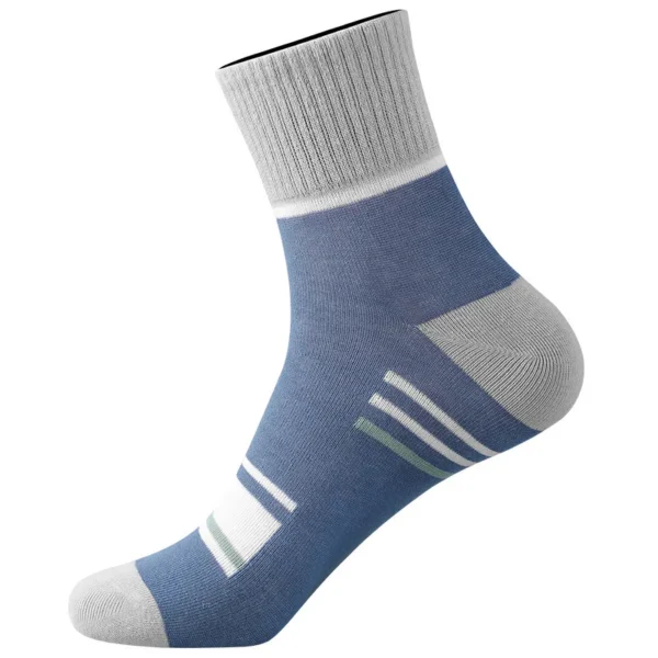 Men'S Cotton Socks , Breathable And Deodorant Sports Ins Trend Color-Blocked Stripe Student Socks - Image 2