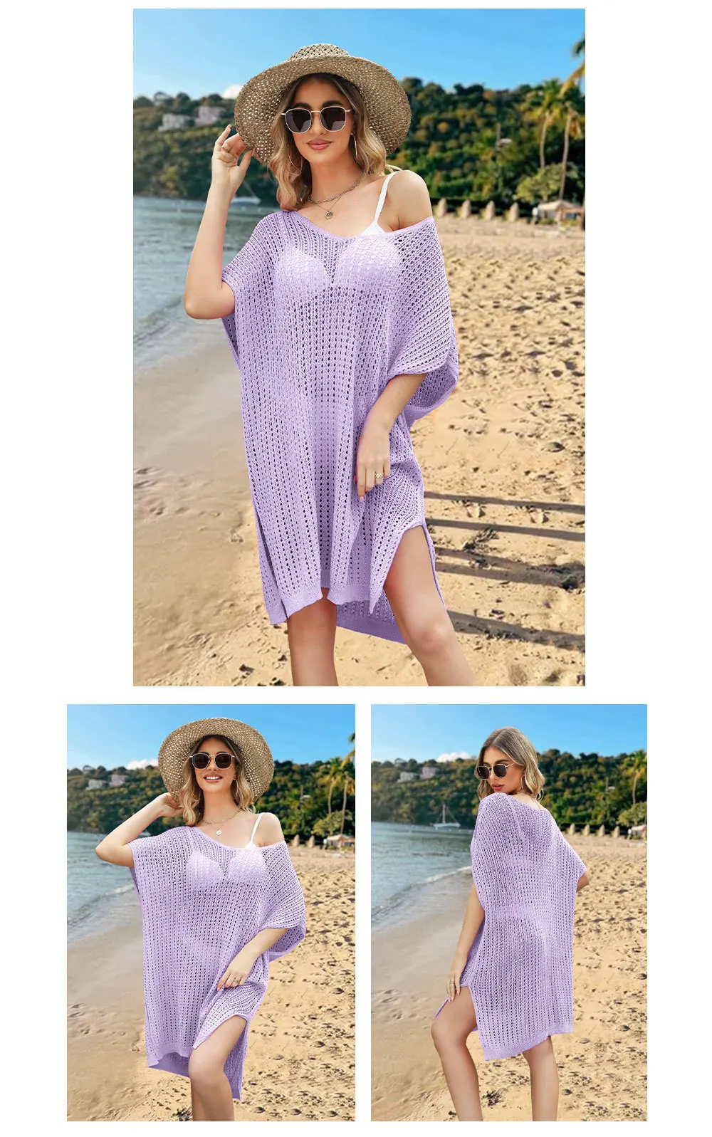 Stylish And Comfortable: 2024 Spring Summer Plus Size Beach Cover Up Dress With Cutout Splicing And Hollow Out Design 20 Kf Sf3E2A882Ef344E7Ba9Eb212A2Ad1Ad308