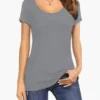 Stay Cool and Stylish this Summer with Our Women's Slim Fit Tshirts Top - Perfect for Any Occasion! - gray, M
