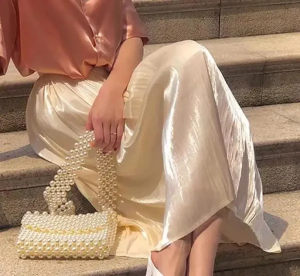 Upgrade Your Wardrobe With Our Spring And Autumn Half Length Pleated Skirt - Featuring Pearlescent Fabric And Elegant Pleats! - Image 6