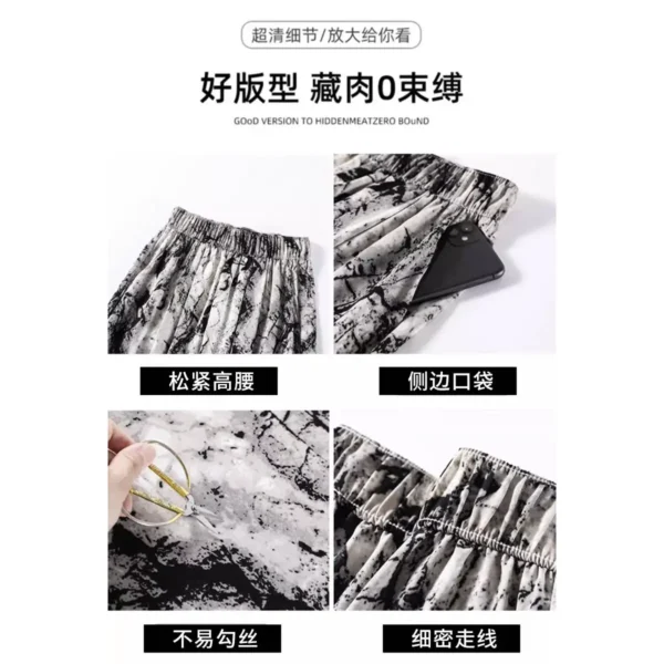 Effortlessly Chic: Ink-And-Wash Tie-Dyed Wide-Leg Women'S High Waist Slim Casual Summer Pants - Image 4