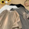 Kf S496B9F8Baf3440A1A3A2D9Bee6207B544 Men S Ice Silk T Shirt Short Sleeved Summer Loose Trendy Brand Personalized Simple Round Neck