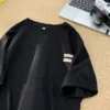 Men's Ice Silk T-shirt Short-sleeved Summer Loose Trendy Brand Personalized Simple Round Neck Men T Shirt - Black, M