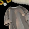 Men's Ice Silk T-shirt Short-sleeved Summer Loose Trendy Brand Personalized Simple Round Neck Men T Shirt - grey, XL