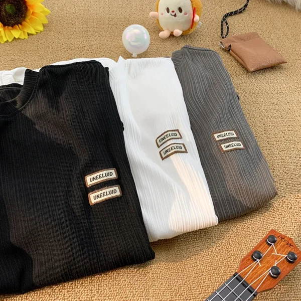 Men'S Ice Silk T-Shirt Short-Sleeved Summer Loose Trendy Brand Personalized Simple Round Neck Men T Shirt - Image 4