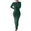 Autumn and Winter New Women's Fashion Twist Long-sleeved Woolen Dress - Green, L