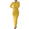 Autumn and Winter New Women's Fashion Twist Long-sleeved Woolen Dress - Yellow, 2XL