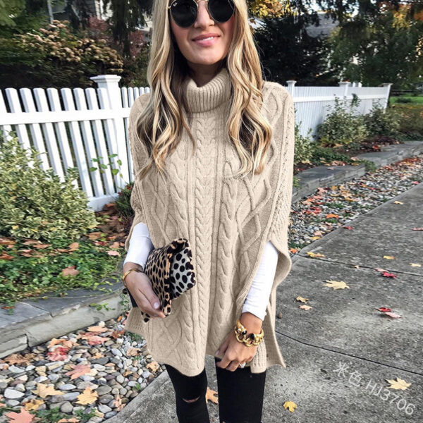 New Turtleneck Solid Color Street Hipster Sweater Loose Fashion Sweater Women'S Shawl - Image 4