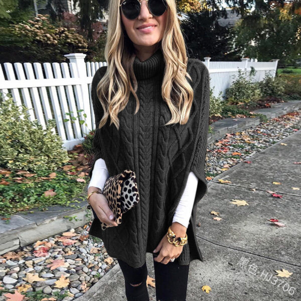 New Turtleneck Solid Color Street Hipster Sweater Loose Fashion Sweater Women'S Shawl - Image 2