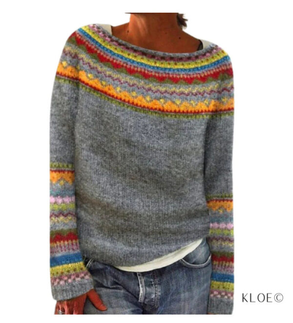 New Sweater Women Wish Hot Sale Round Neck Color Matching Loose Fashion Pullover Knitted Sweater - Image 9