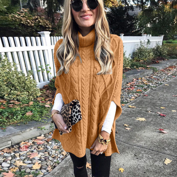 New Turtleneck Solid Color Street Hipster Sweater Loose Fashion Sweater Women'S Shawl - Image 3