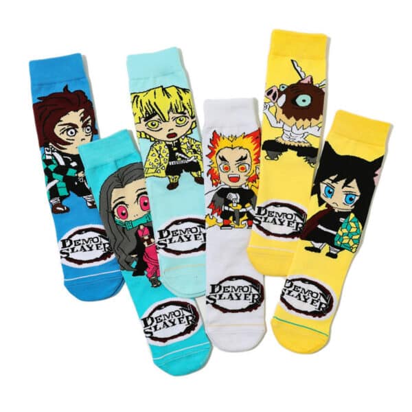 Men'S Cartoon Medium Tube Women'S Cotton Comic Socks, Stockings, Anime Trend Men'S Ghost'S Blade Socks-5Prs - Image 2