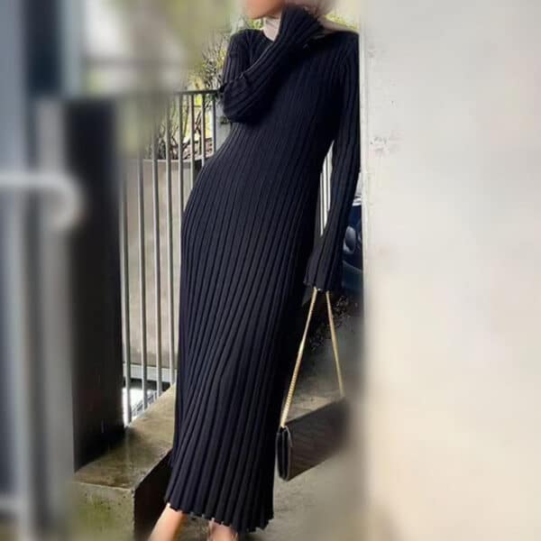 Autumn And Winter New Knitted Dress Casual Waist V-Neck Large Pit Strip Thin Knitted Dress Women - Image 9