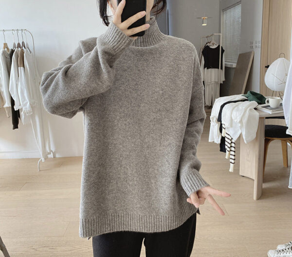 Purple Turtleneck Sweater Jacket Autumn And Winter New Loose And Thin Pullover High-End Soft Waxy Bottoming Knitted Sweater Top - Image 10