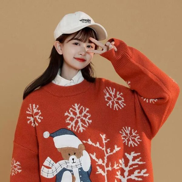 Design Sweater Female Bear Tide Brand Ins Loose Girlfriend Autumn And Winter With Retro Gentle Wind Fried Street Knitted Sweater - Image 4
