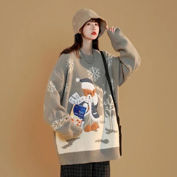 Design Sweater Female Bear Tide Brand Ins Loose Girlfriend Autumn And Winter With Retro Gentle Wind Fried Street Knitted Sweater - Image 3