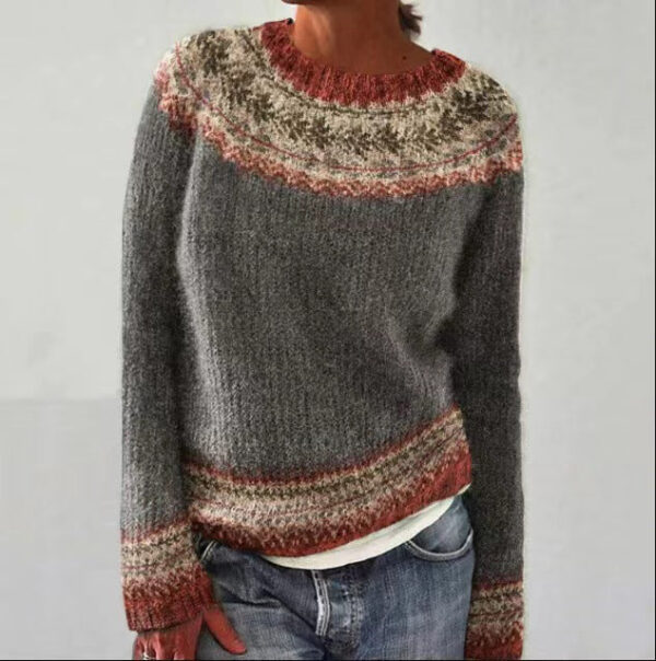 New Sweater Women Wish Hot Sale Round Neck Color Matching Loose Fashion Pullover Knitted Sweater