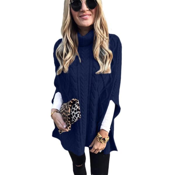 New Turtleneck Solid Color Street Hipster Sweater Loose Fashion Sweater Women'S Shawl - Image 15