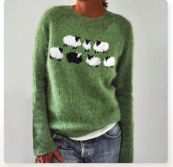 New Sweater Women Wish Hot Sale Round Neck Color Matching Loose Fashion Pullover Knitted Sweater - Image 14
