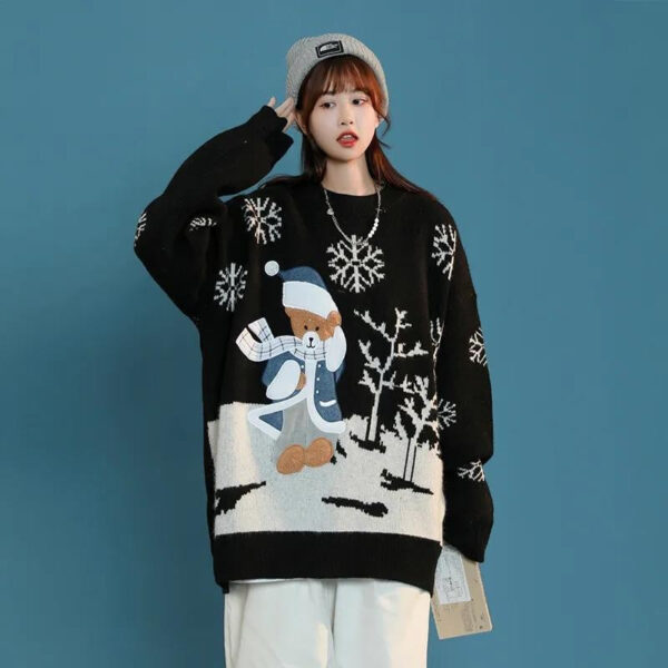 Design Sweater Female Bear Tide Brand Ins Loose Girlfriend Autumn And Winter With Retro Gentle Wind Fried Street Knitted Sweater - Image 8
