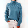 Women's Fashion Cable Knitted Detail Turtleneck Long Sleeve Sweater Women - Sky Blue, L