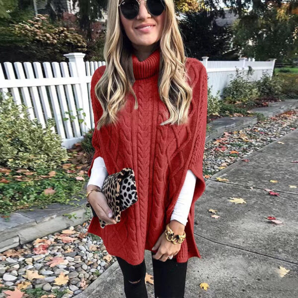 New Turtleneck Solid Color Street Hipster Sweater Loose Fashion Sweater Women'S Shawl - Image 13