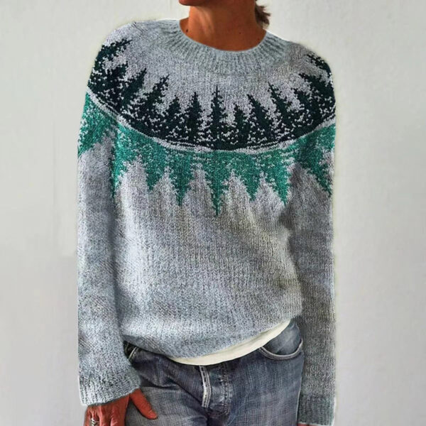 New Sweater Women Wish Hot Sale Round Neck Color Matching Loose Fashion Pullover Knitted Sweater - Image 16