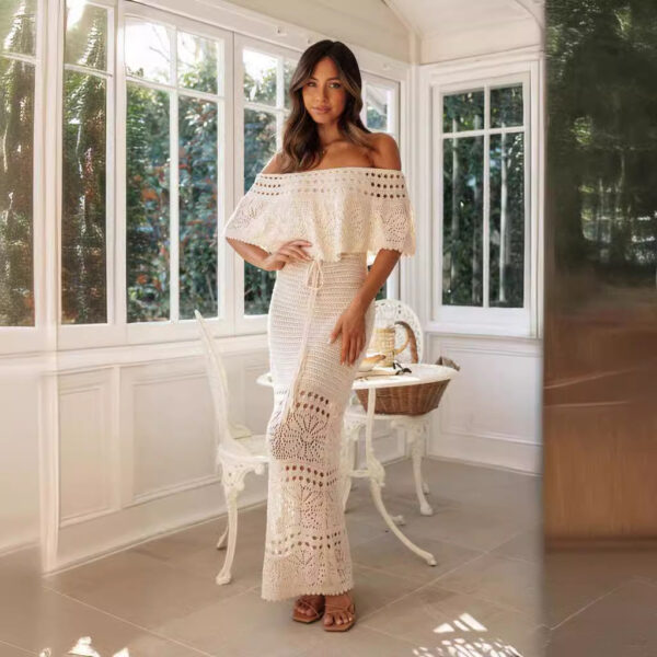 New Women'S Clothing, Fashionable And Casual, Hollow Lace-Up Shawl Dress, Long Dress. - Image 4