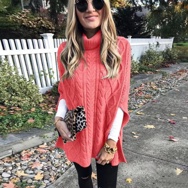 New Turtleneck Solid Color Street Hipster Sweater Loose Fashion Sweater Women'S Shawl - Image 17