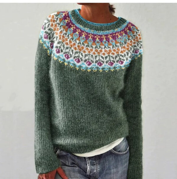 New Sweater Women Wish Hot Sale Round Neck Color Matching Loose Fashion Pullover Knitted Sweater - Image 13