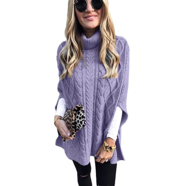 New Turtleneck Solid Color Street Hipster Sweater Loose Fashion Sweater Women'S Shawl - Image 14