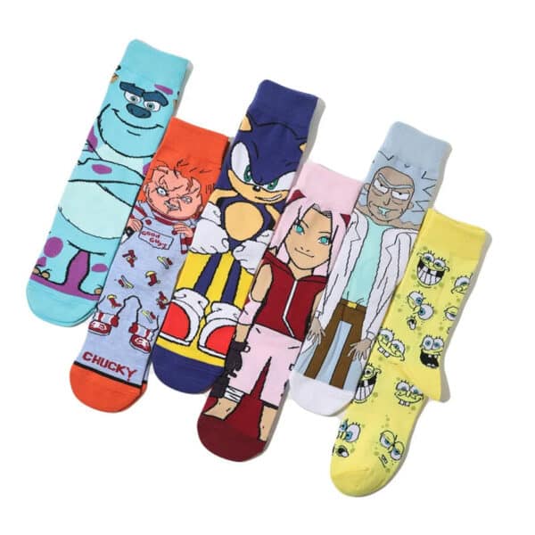 Men'S Socks Cotton Cartoon Monster College Socks Anime Personality Trend Tube Socks Comic Stockings Women'S Socks-5Prs - Image 12