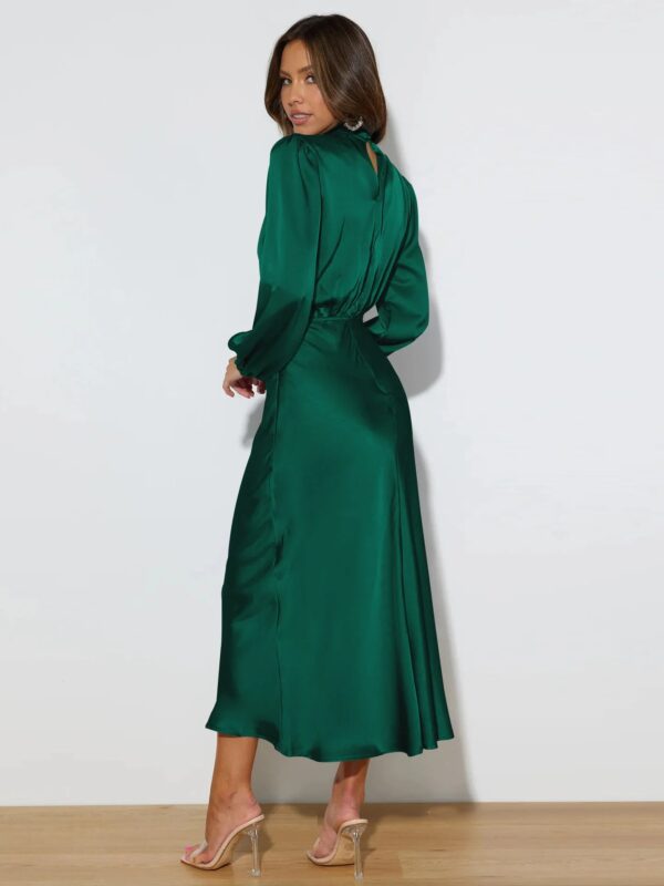 Autumn New High-End Satin Long-Sleeved Loose Dress Temperament Elegant Women'S Evening Dress - Image 3